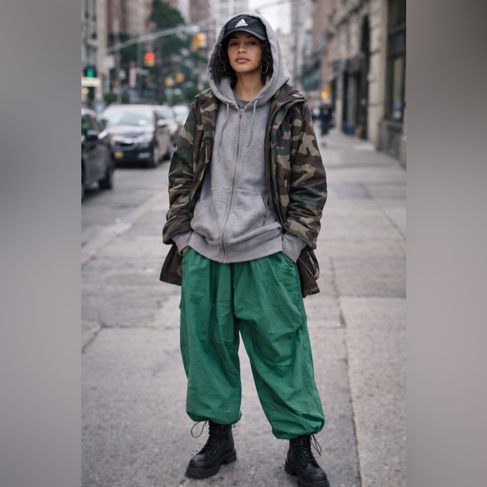 L.A. Hearts M oversized Kelly green parachute pants